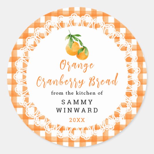 Homemade Orange Cranberry Bread Label ラウンドシール (正面)