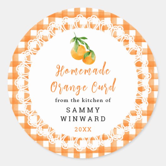 Homemade Orange Curd Label ラウンドシール (正面)