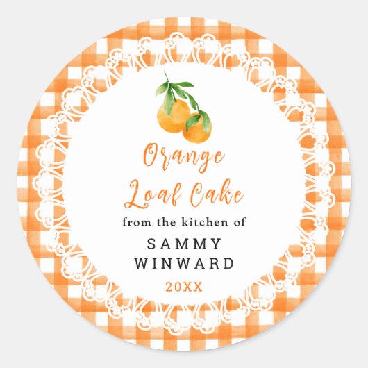 Homemade Orange Loaf Cake Label ラウンドシール (正面)