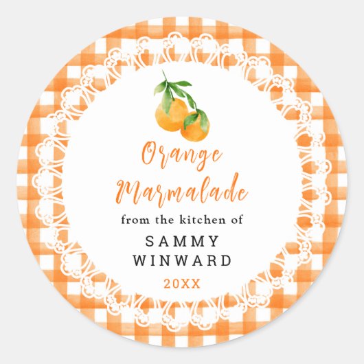 Homemade Orange Marmalade Label ラウンドシール (正面)