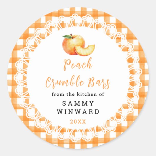 Homemade Peach Crumble Bar Label ラウンドシール (正面)