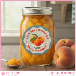Homemade Peach Preserves Canning Jar Labels ラウンドシール