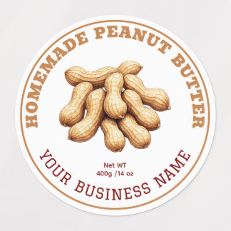 Homemade Peanut Butter Product Label Waterproof ラベル