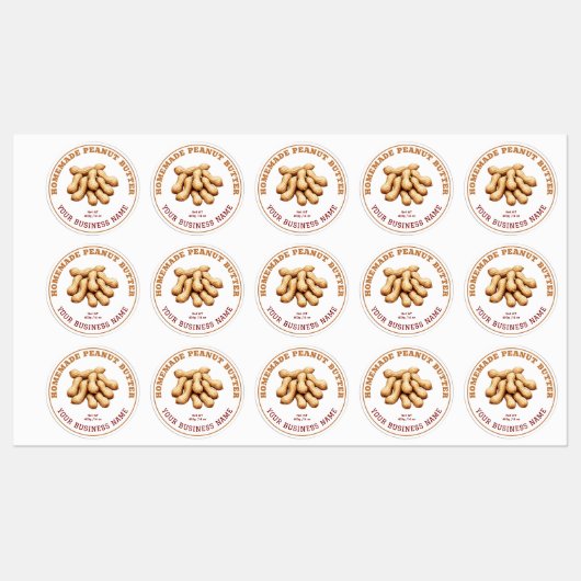 Homemade Peanut Butter Product Label Waterproof ラベル (シート)