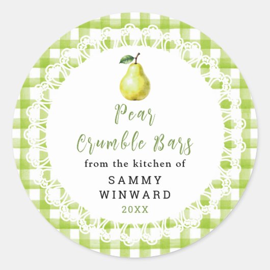 Homemade Pear Crumble Bar Label ラウンドシール (正面)