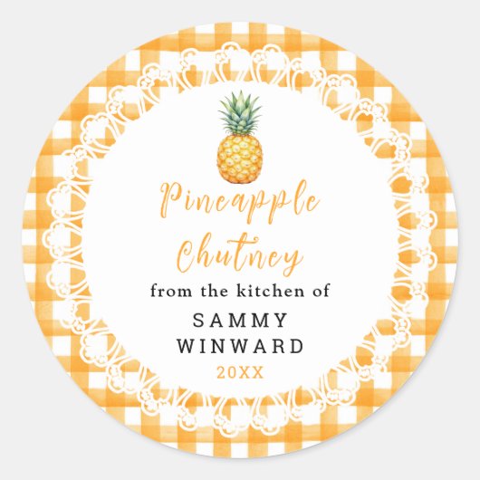 Homemade Pineapple Chutney Jar Label ラウンドシール (正面)