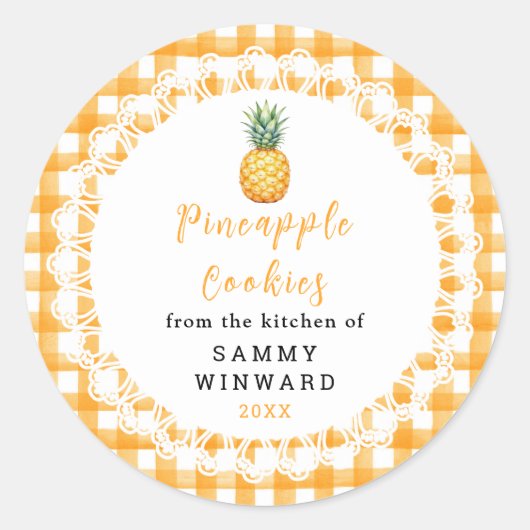 Homemade Pineapple Cookie Label ラウンドシール (正面)