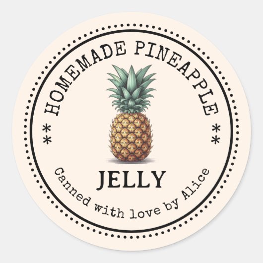 Homemade Pineapple Jelly Canning Jar Labels ラウンドシール (正面)