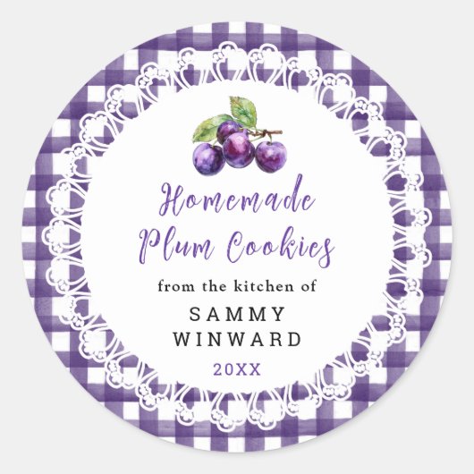 Homemade Plum Cookies Label ラウンドシール (正面)