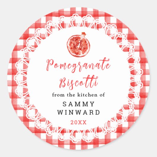 Homemade Pomegranate Biscotti Label ラウンドシール (正面)
