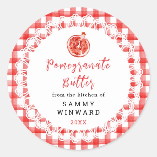 Homemade Pomegranate Butter Label ラウンドシール (正面)