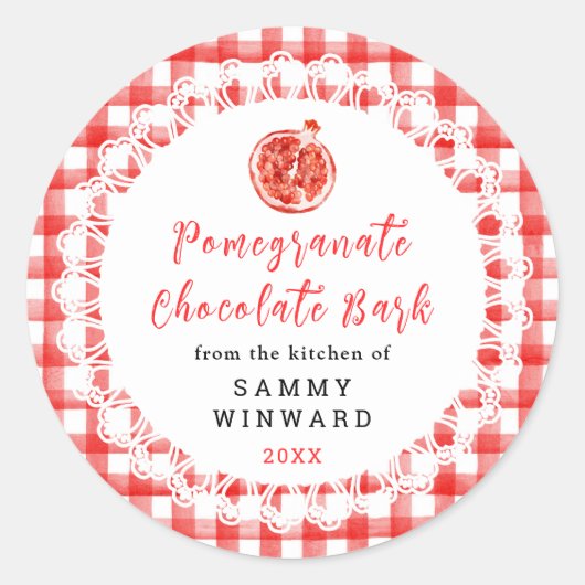 Homemade Pomegranate Chocolate Bark Label ラウンドシール (正面)