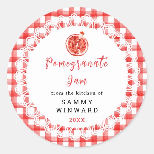 Homemade Pomegranate Jam Label ラウンドシール (正面)