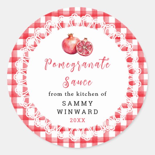 Homemade Pomegranate Sauce Label ラウンドシール (正面)