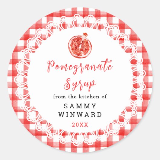 Homemade Pomegranate Syrup Label ラウンドシール (正面)
