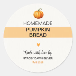 Homemade Pumpkin Bread Labels Fall Stickers ラウンドシール