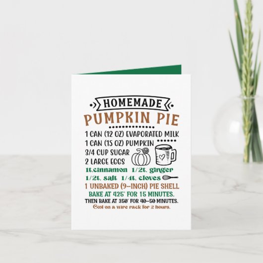 Homemade pumpkin pie recipe customizable シーズンカード (正面)
