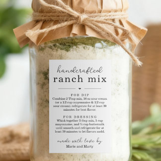 Homemade Ranch Mix Gift Labels フードラベル