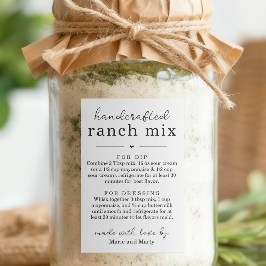 Homemade Ranch Mix Gift Labels フードラベル