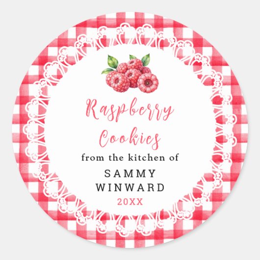 Homemade Raspberry Cookie Label ラウンドシール (正面)