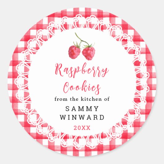 Homemade Raspberry Cookies Label ラウンドシール (正面)