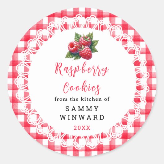 Homemade Raspberry Cookies Label ラウンドシール (正面)