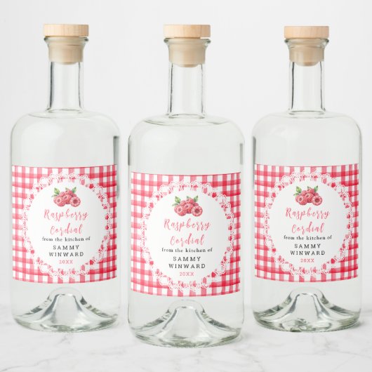 Homemade Raspberry Cordial Bottle Label リキュールボトルラベル (ボトル)