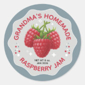 Homemade Raspberry Jam Canning Jar Labels ラウンドシール (正面)