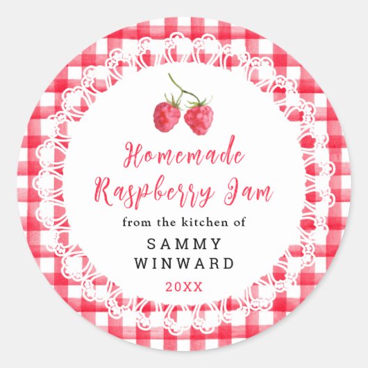 Homemade Raspberry Jam Label ラウンドシール (正面)