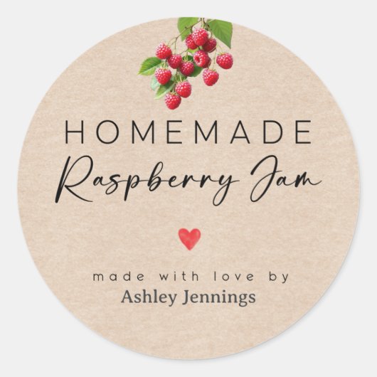 Homemade Raspberry Jam Labels | Made with Love ラウンドシール (正面)