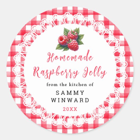 Homemade Raspberry Jelly Label ラウンドシール (正面)