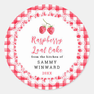 Homemade Raspberry Loaf Cake Label ラウンドシール
