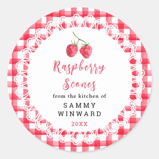 Homemade Raspberry Scones Label ラウンドシール (正面)