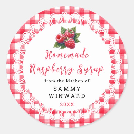 Homemade Raspberry Syrup Label ラウンドシール (正面)