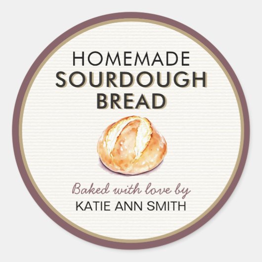 Homemade Sourdough Bread Label Stickers for Bakery ラウンドシール (正面)