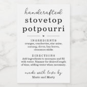 Homemade Stovetop Potpourri Gift Labels フードラベル (シングルラベル)
