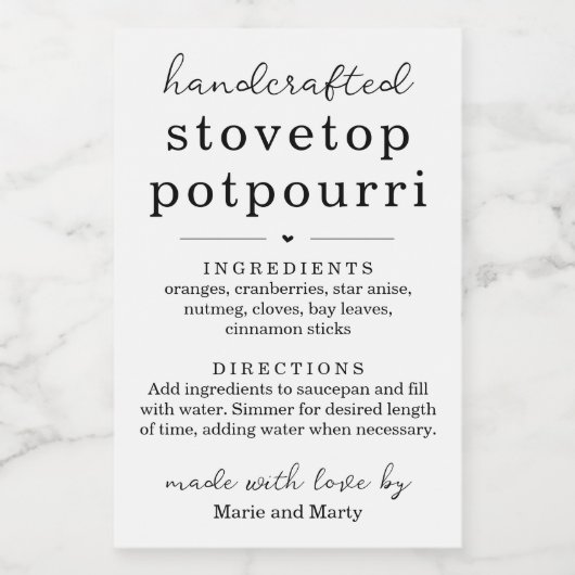 Homemade Stovetop Potpourri Gift Labels フードラベル (シングルラベル)