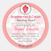 Homemade Strawberry Body Butter Salt Scrub Label ラウンドシール (正面)