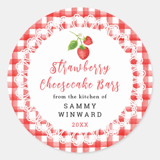 Homemade Strawberry Cheesecake Bars Label ラウンドシール (正面)
