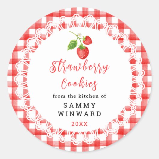 Homemade Strawberry Cookies Label ラウンドシール (正面)