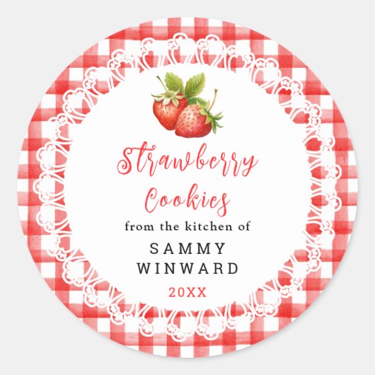 Homemade Strawberry Cookies Label ラウンドシール (正面)
