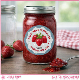 Homemade Strawberry Jam Canning Jar Labels ラウンドシール
