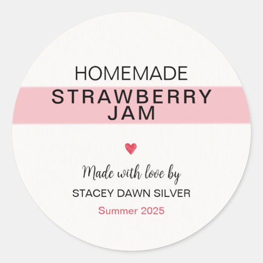 Homemade Strawberry Jam Canning Sticker ラウンドシール (正面)