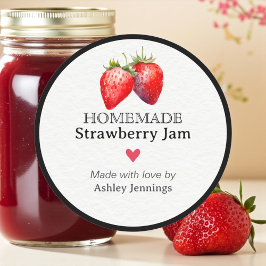 Homemade Strawberry Jam Label | Custom Sticker ラウンドシール