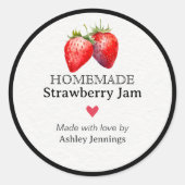 Homemade Strawberry Jam Label | Custom Sticker ラウンドシール (正面)