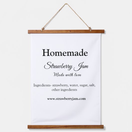 Homemade strawberry jam made with love add text we 吊り下げ型タペストリー (正面)