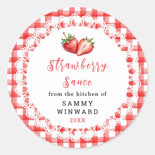 Homemade Strawberry Sauce Label ラウンドシール (正面)
