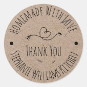 Homemade with Love | Kraft Paper Thank You ラウンドシール (正面)
