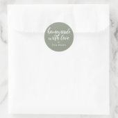 Homemade with Love Personalized Sage Green Gift ラウンドシール (バッグ)