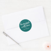 Homemade with Love Personalized Teal Green Gift ラウンドシール (封筒)